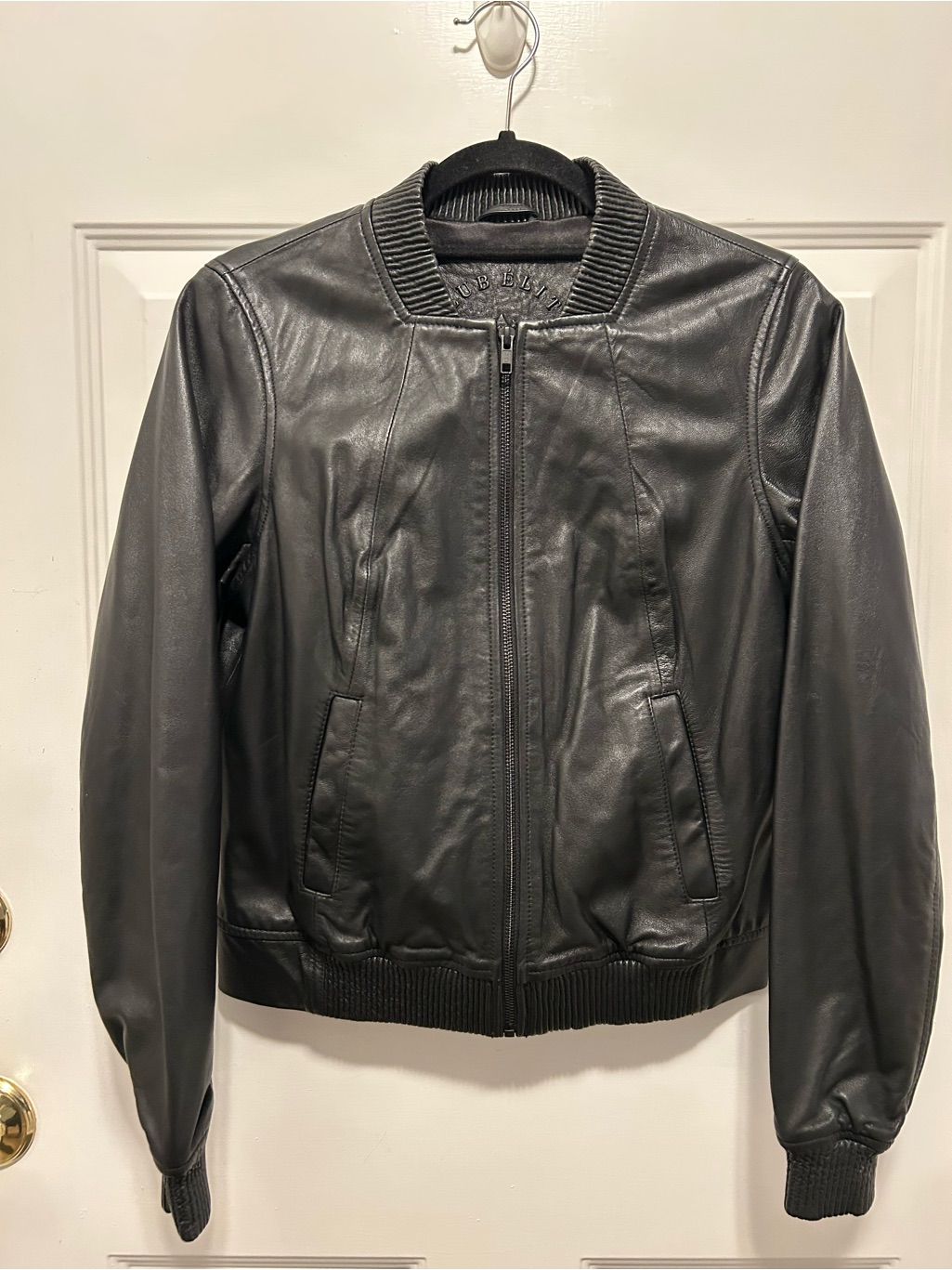 Women's Genuine Leather Jacket Black Small Bomber Moto